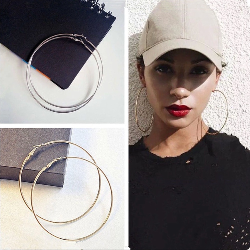 🔴 3/30$ Large Gold Hoop Earrings Accessorie